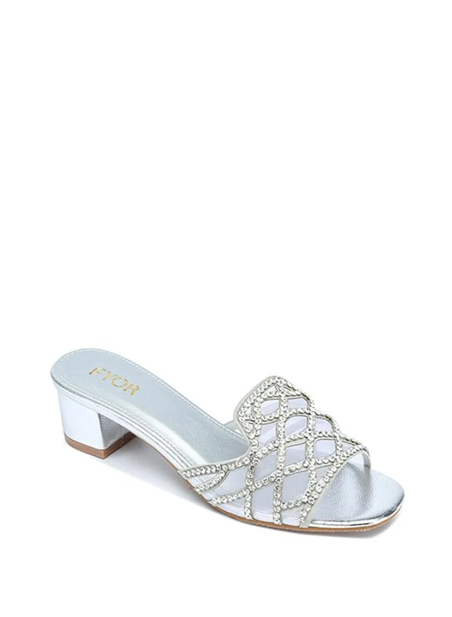 فايور Stylish Crystal-Lattice Mesh Block Heel MY 396