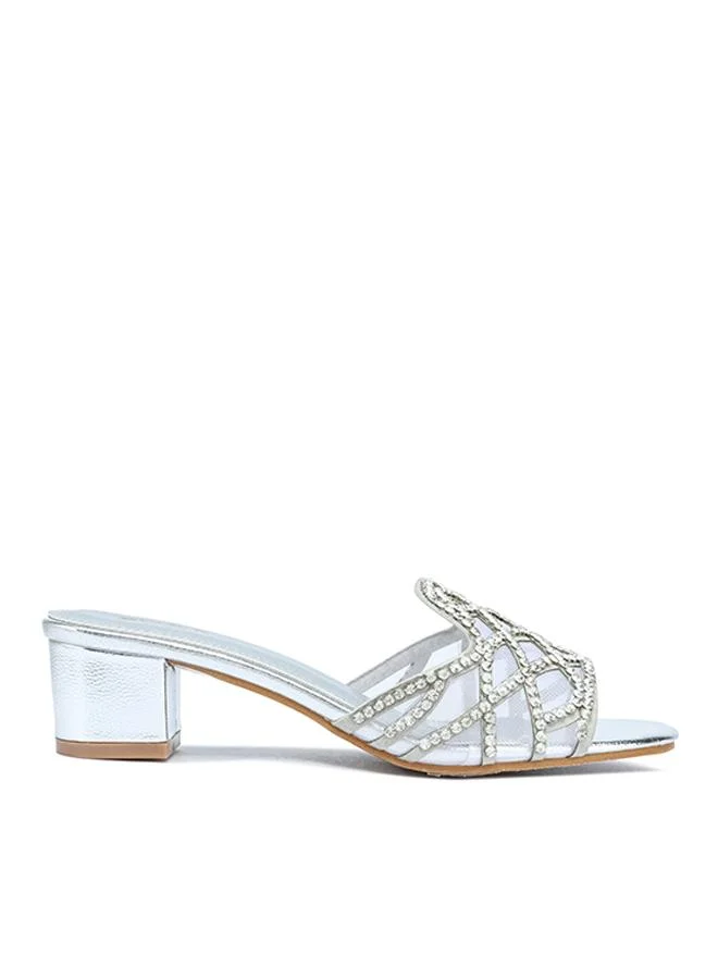 فايور Stylish Crystal-Lattice Mesh Block Heel MY 396