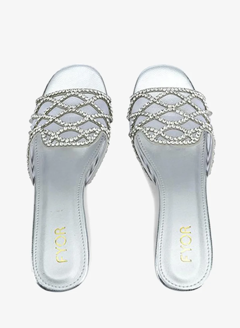 Fyor  Stylish Crystal-Lattice Mesh Block Heel MY 396 for Women | Best Price UAE