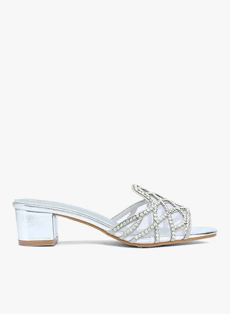 فايور Stylish Crystal-Lattice Mesh Block Heel MY 396