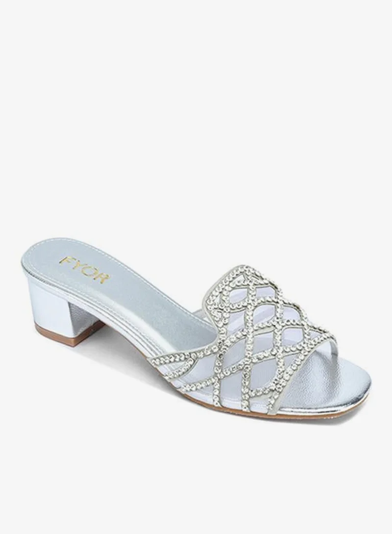 فايور Stylish Crystal-Lattice Mesh Block Heel MY 396