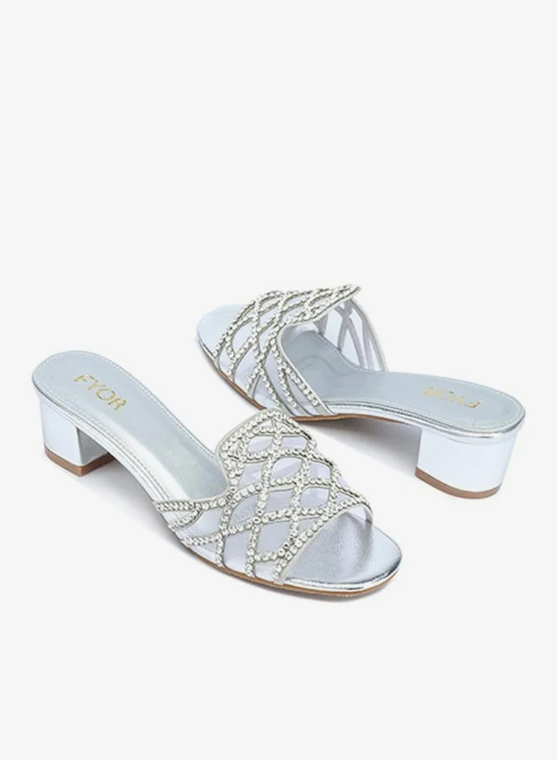Fyor  Stylish Crystal-Lattice Mesh Block Heel MY 396 for Women | Best Price UAE
