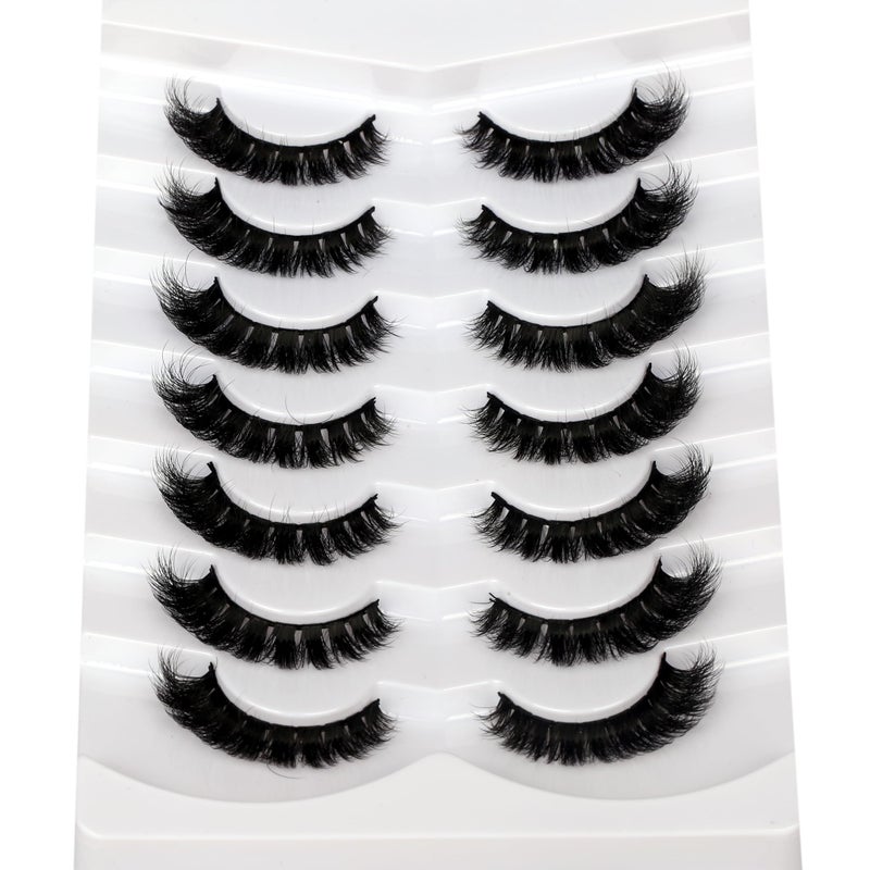 Pooplunch False Eyelashes Natural Volume Cat Eye Cluster Extensions Look Wispy Short Flared Fake Eyelash Faux Mink Lashes Strips 7 Pairs Pack - Image 5
