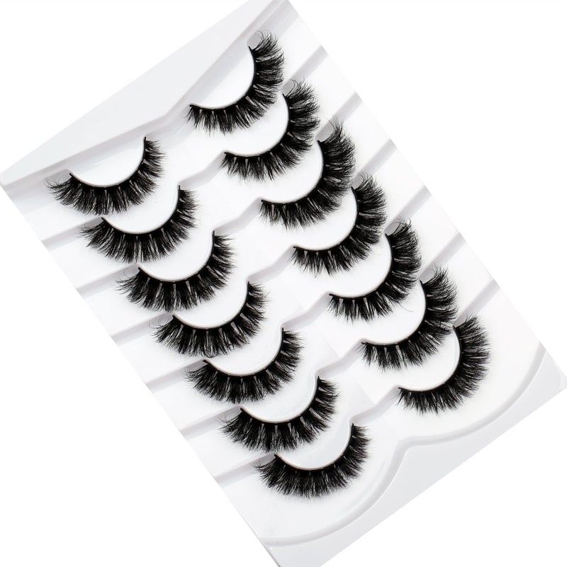 Pooplunch False Eyelashes Natural Volume Cat Eye Cluster Extensions Look Wispy Short Flared Fake Eyelash Faux Mink Lashes Strips 7 Pairs Pack - Image 4
