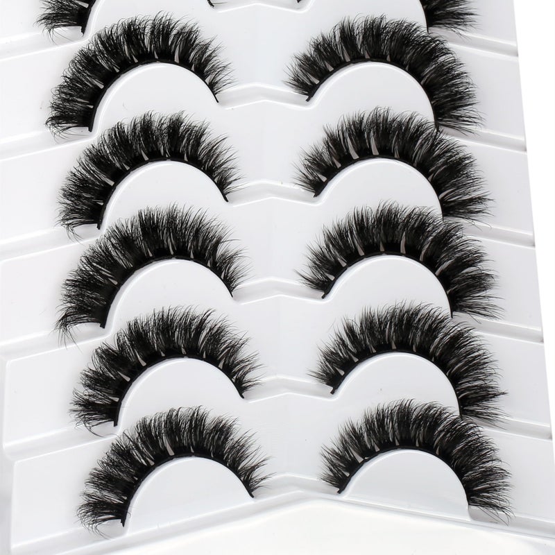 Pooplunch False Eyelashes Natural Volume Cat Eye Cluster Extensions Look Wispy Short Flared Fake Eyelash Faux Mink Lashes Strips 7 Pairs Pack - Image 3