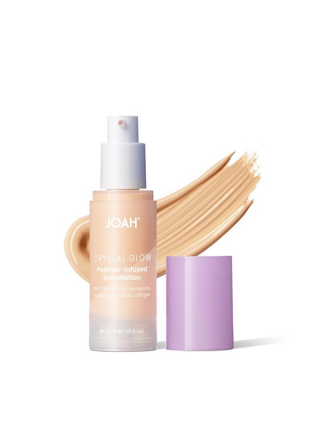 جواه كريم أساس JOAH Crystal Glow Peptide-Infused، مكياج كوري متعدد الاستخدامات 2 في 1 مع برايمر للوجه غير لامع، ومُضيء، وترطيب وحماية للبشرة للحصول على لمسة نهائية خالية من العيوب، 1.01 أونصة، لون محايد فاتح  - Image 1