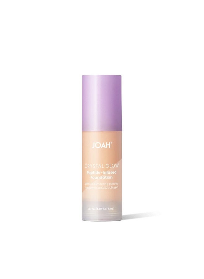 جواه كريم أساس JOAH Crystal Glow Peptide-Infused، مكياج كوري متعدد الاستخدامات 2 في 1 مع برايمر للوجه غير لامع، ومُضيء، وترطيب وحماية للبشرة للحصول على لمسة نهائية خالية من العيوب، 1.01 أونصة، لون محايد فاتح  - Image 2