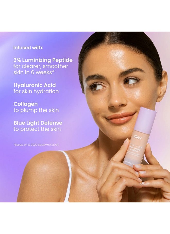 جواه كريم أساس JOAH Crystal Glow Peptide-Infused، مكياج كوري متعدد الاستخدامات 2 في 1 مع برايمر للوجه غير لامع، ومُضيء، وترطيب وحماية للبشرة للحصول على لمسة نهائية خالية من العيوب، 1.01 أونصة، لون محايد فاتح  - Image 5