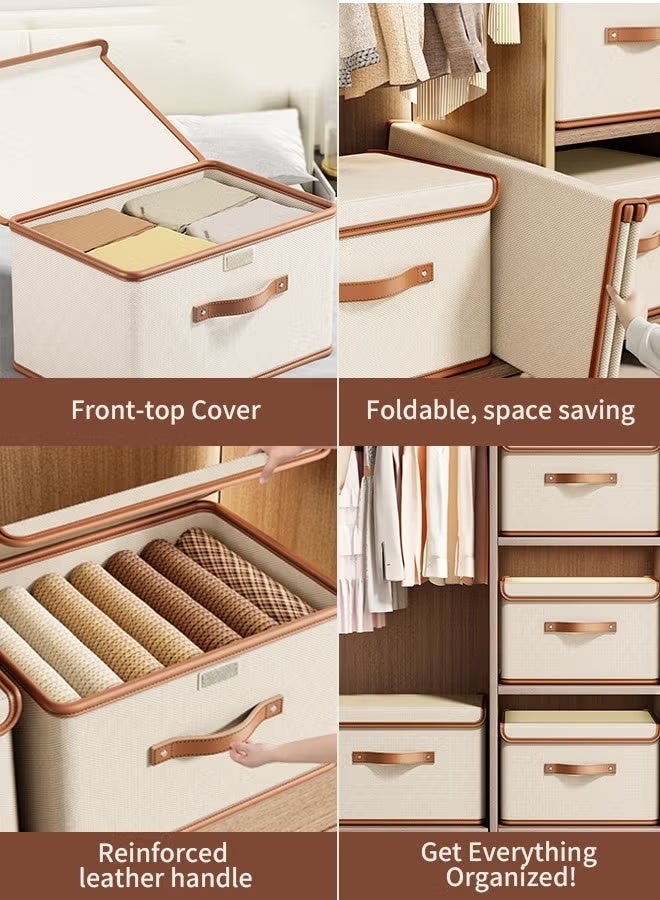 Rock Pow 2-Packs Clothes Drawer Organizer with Cover, Wardrobe Clothes Organizer,Foldable Storage Boxes for Shelves, Foldable Closet Organizer Bins Storage Containers for Organizing Clothing Jeans Toys Book Shelves - Image 2