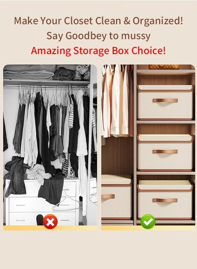 Rock Pow 2-Packs Clothes Drawer Organizer with Cover, Wardrobe Clothes Organizer,Foldable Storage Boxes for Shelves, Foldable Closet Organizer Bins Storage Containers for Organizing Clothing Jeans Toys Book Shelves - Image 3