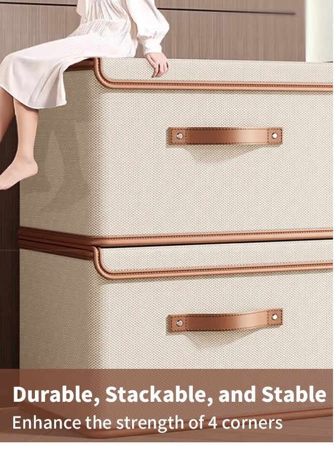 Rock Pow 2-Packs Clothes Drawer Organizer with Cover, Wardrobe Clothes Organizer,Foldable Storage Boxes for Shelves, Foldable Closet Organizer Bins Storage Containers for Organizing Clothing Jeans Toys Book Shelves - Image 4