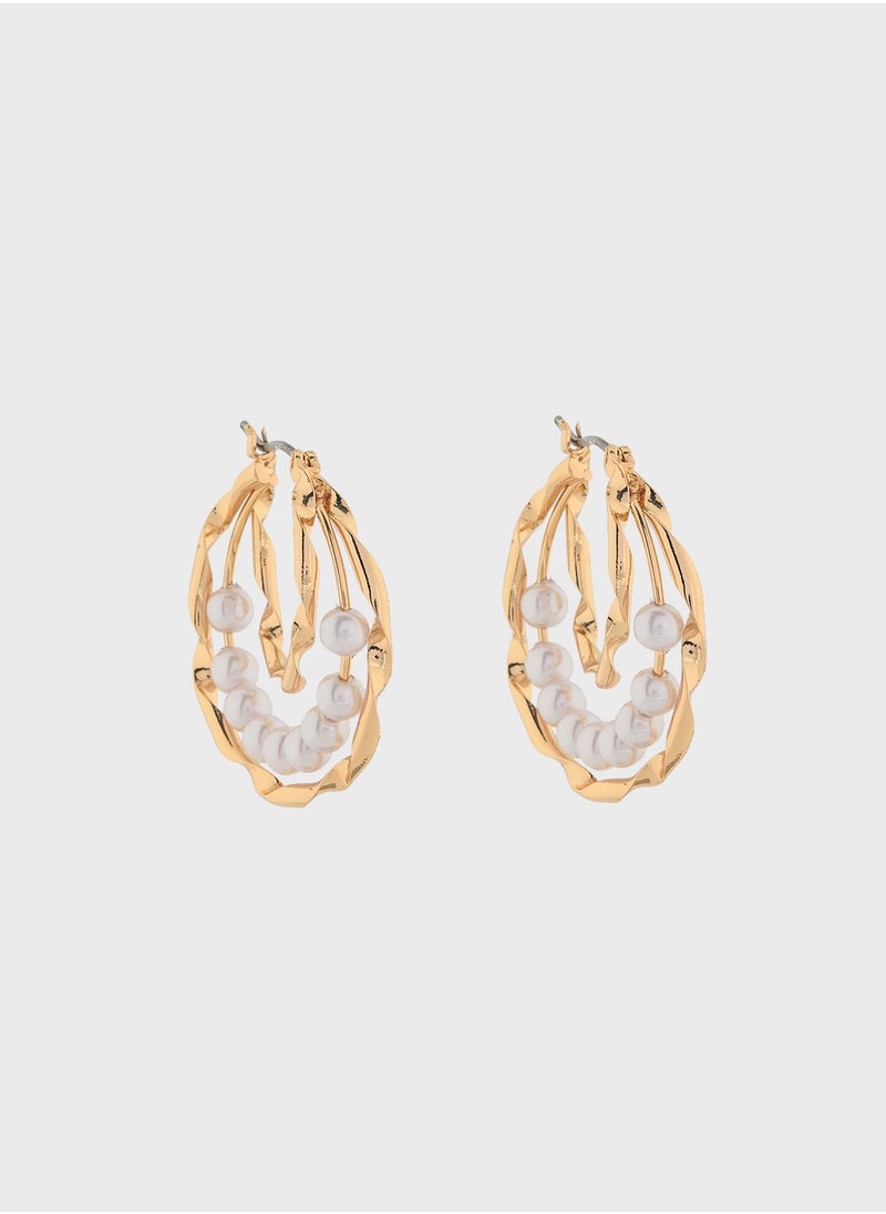 ELLA Pearl Hoop Earrings  - Image 1