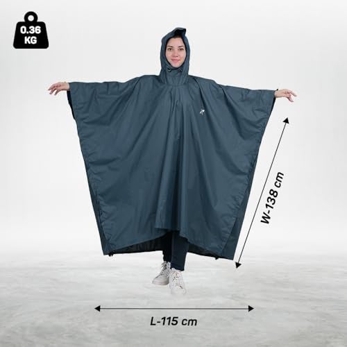Rocksport Unisex Outdoor Rain Poncho for Adult,Multi Use, Polyester Waterproof, Lightweight, Reusable & Packable, Long Sleeve, One Size Fits Most (Airforce Blue) - Image 2