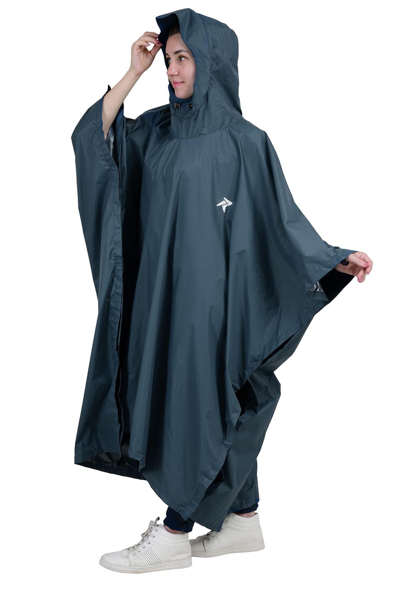 Rocksport Unisex Outdoor Rain Poncho for Adult,Multi Use, Polyester Waterproof, Lightweight, Reusable & Packable, Long Sleeve, One Size Fits Most (Airforce Blue) - Image 1