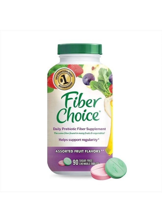 Daily Prebiotic Fiber Chewable Tablets, Assorted Fruit, 90 Tablets (90 Count (Pack of 1))