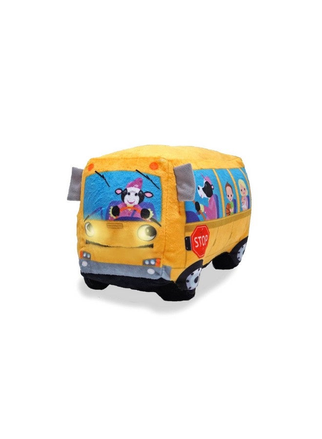 Cuddle Barn | Wheelie 8" School Bus Singing Stuffed Animal Plush Toy | Mouth Moves And Eyes Light Up | Sings Wheels On The Bus  - Image 1