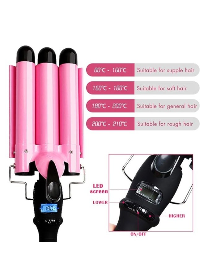 3 Barrel Hair Waver Curling Iron Wand with Adjustable Temperature and Ceramic Coating - Image 2
