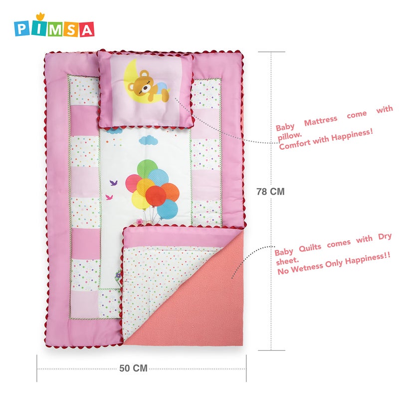 PIMSA Cotton Baby Quilt Godadi for Toddlers with Dry-Sheet Ballon Print Pink Color - Image 3