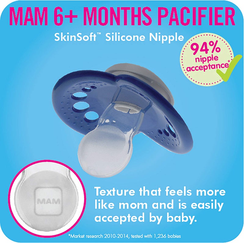 MAM Original Day & Night Baby Pacifier, Nipple Shape Helps Promote Healthy Oral Development, Glows in The Dark, 3 Pack, 6-16 Months, Boy,3 Count (Pack of 1) - Image 4