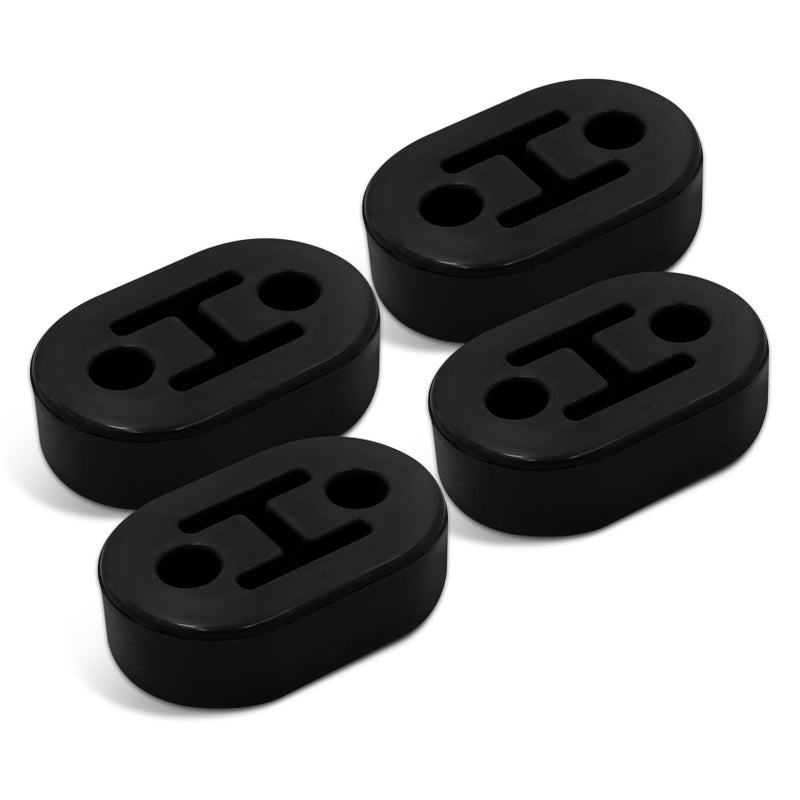 DWARFOO 4PCS Rubber Exhaust Hanger Muffler Exhaust System 2 Holes Heavy Duty Auto Exhaust Muffler Insulator Bushing Universal Car Accessories HighDensity Muffler Hanger for Cars Black 4PCS