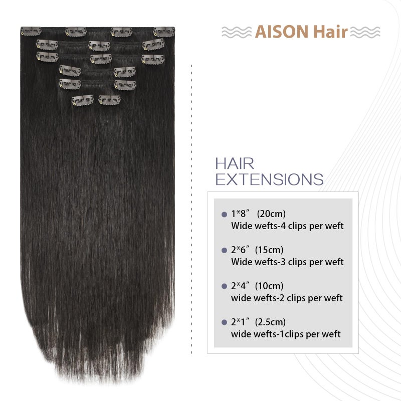 Aison Dark Brown Clip in Hair Extensions Real Human Hair 70G 100% Remy Human Hair Clip in Extensions Soft Silky Straight for Fashion Women 7pcs 16clips 18 Inch Brown Hair Extensions - Image 3