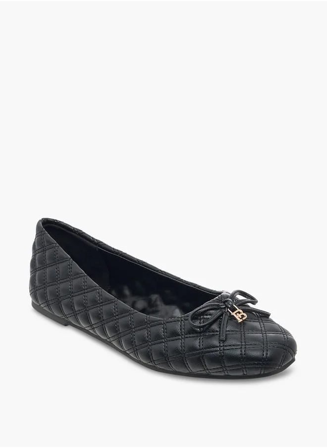 فلورا بيلا من شو إكسبرس Women's Quilted Slip-On Ballerina Shoes with Bow Detail