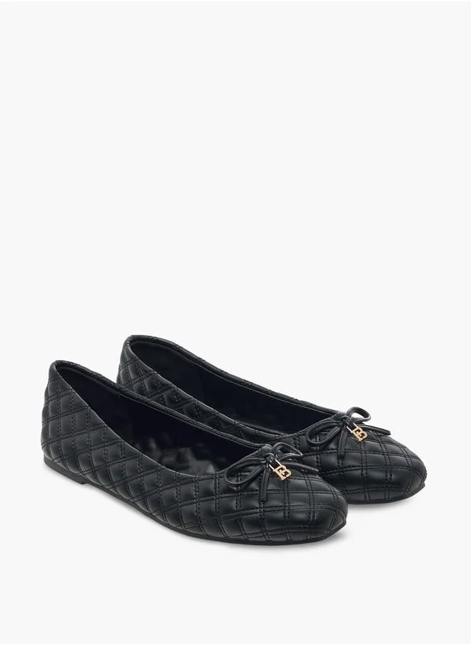 فلورا بيلا من شو إكسبرس Women's Quilted Slip-On Ballerina Shoes with Bow Detail