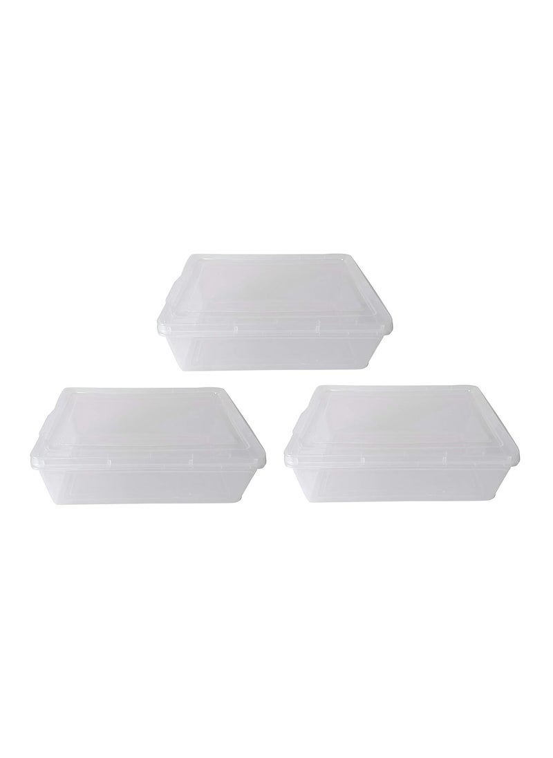 AL'WAHHAB ALWAHHAB Clear Plastic Extra Large Storage Boxes Set of 3 15x10x5 inches Transparent Sturdy Fully Detachable Lid  - Image 1