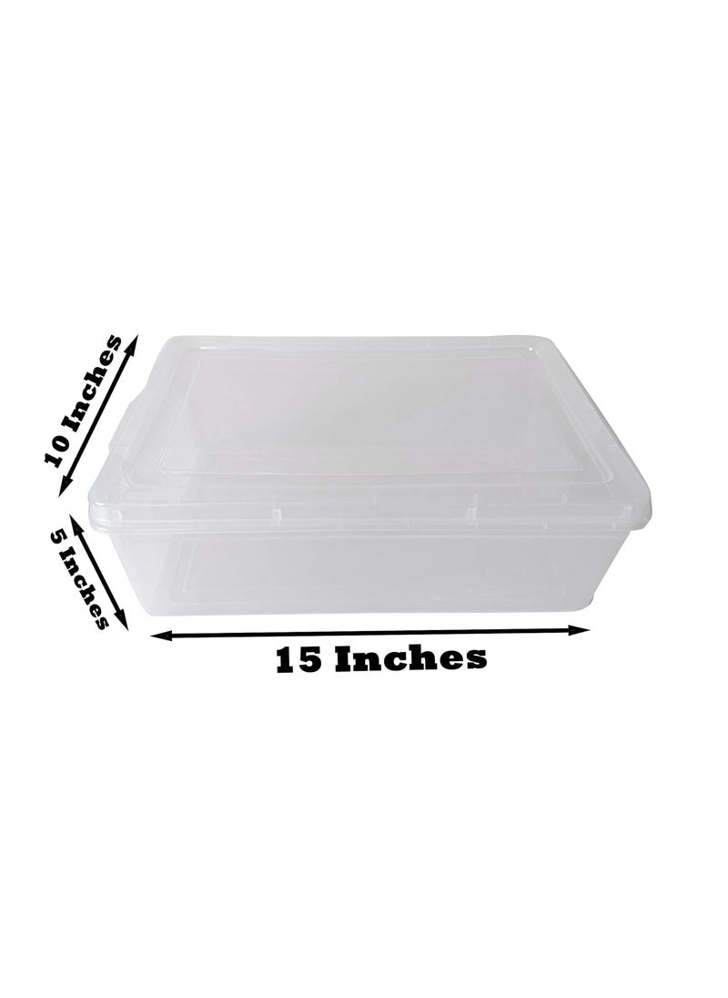 AL'WAHHAB ALWAHHAB Clear Plastic Extra Large Storage Boxes Set of 3 15x10x5 inches Transparent Sturdy Fully Detachable Lid  - Image 5
