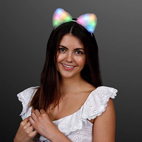 FlashingBlinkyLights Soft Furry Light Up Cat Ears Kitty Headband with Multicolor LED Lights - Image 2