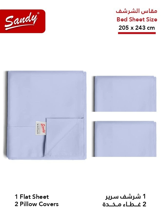 ساندي طقم شرشف سرير ساندي فاخر بجودة الفنادق مع أغطية وسادة، طقم من 3 قطع، شديد النعومة وجيد التهوية وبارد, مقاس دبل مفرد ونص 243 × 205 سم, سماوي - Image 2