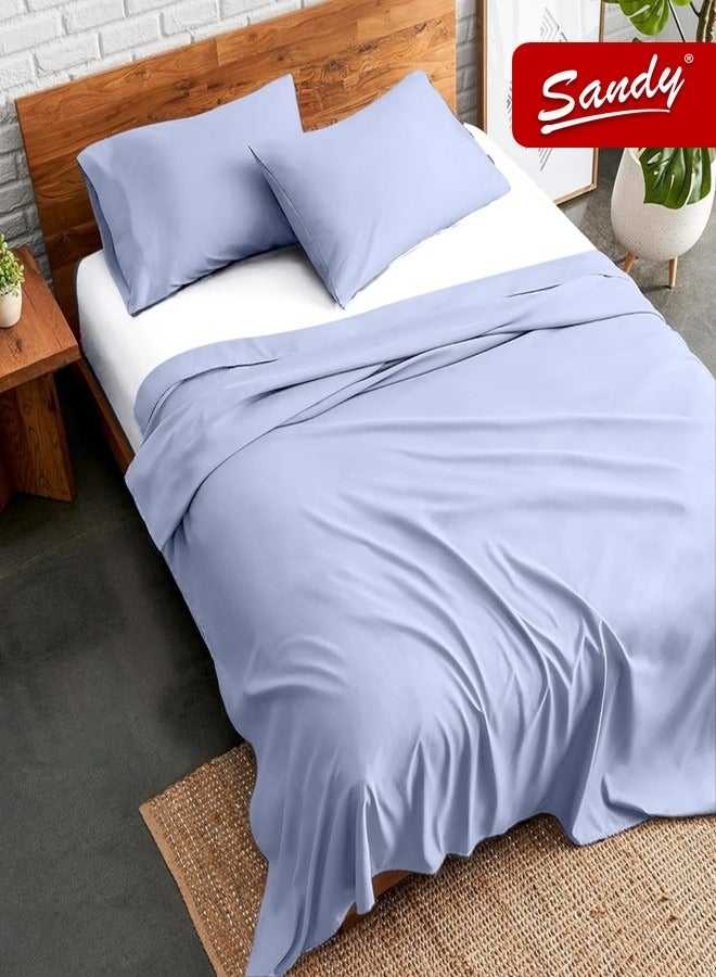 ساندي طقم شرشف سرير ساندي فاخر بجودة الفنادق مع أغطية وسادة، طقم من 3 قطع، شديد النعومة وجيد التهوية وبارد, مقاس دبل مفرد ونص 243 × 205 سم, سماوي - Image 1