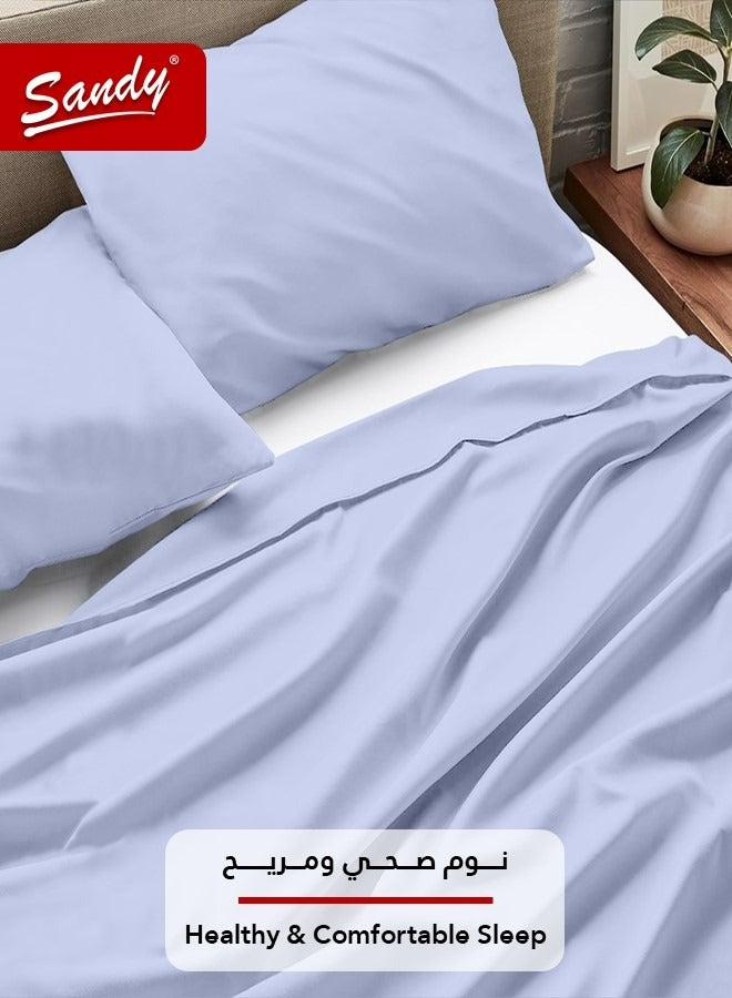 ساندي طقم شرشف سرير ساندي فاخر بجودة الفنادق مع أغطية وسادة، طقم من 3 قطع، شديد النعومة وجيد التهوية وبارد, مقاس دبل مفرد ونص 243 × 205 سم, سماوي - Image 5