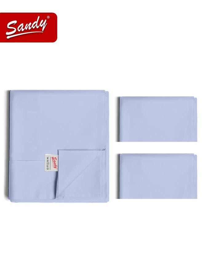 Sandy Sandy Premium Hotel Quality Flat Sheet and Pillow Cases, Bed Sheet 3 Pieces Set, Soft & Breathable and Cooling, Full Size 243 x 205 cm, Light Blue  - Image 2