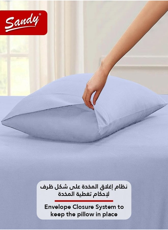 Sandy Sandy Premium Hotel Quality Flat Sheet and Pillow Cases, Bed Sheet 3 Pieces Set, Soft & Breathable and Cooling, Full Size 243 x 205 cm, Light Blue  - Image 5