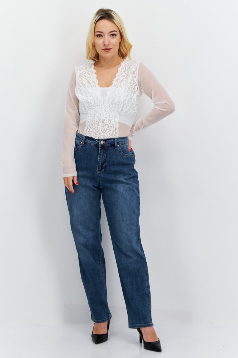 INC Women Textured Long Sleeve Bodysuit, Off White  - Image 3