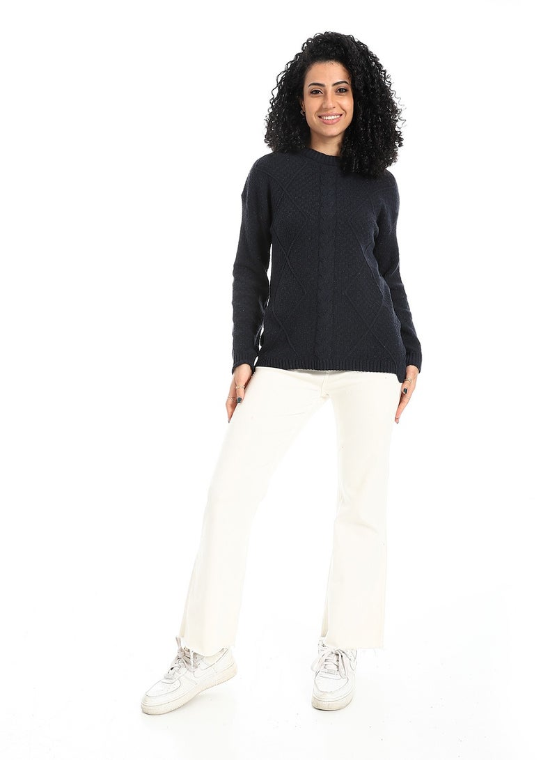 سيزار بلوفر صوف حريمي طويل مزود بتصمميات متعددة - Image 1