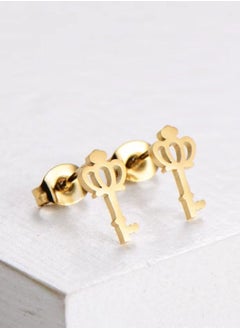 General 18K Gold Plated Stainless Steel Key Clavicle Necklace Earrings Three Piece Set  - Image 3