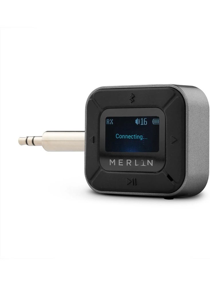 Merlin MBT-30 Bluetooth  AirJack Dual Pro, 2-in-1 Transmitter & Receiver, Wireless Audio Adapter for Airplane, TV, Car AUX, Low Latency Stereo Sound, Dual Pairing | Black - Image 1