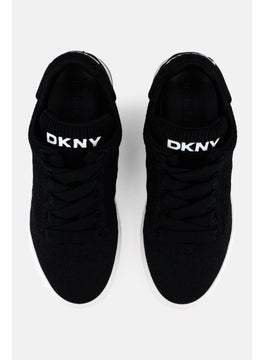 DKNY Women Abeni Knit Lace Up Shoes, Black  - Image 3