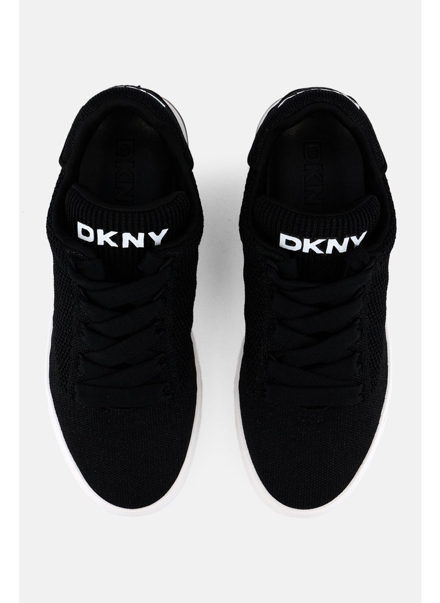 DKNY - Women Abeni Knit Lace Up Shoes, Black - Image 1