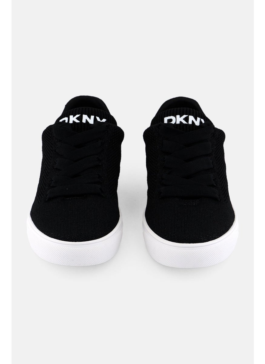 DKNY - Women Abeni Knit Lace Up Shoes, Black - Image 1