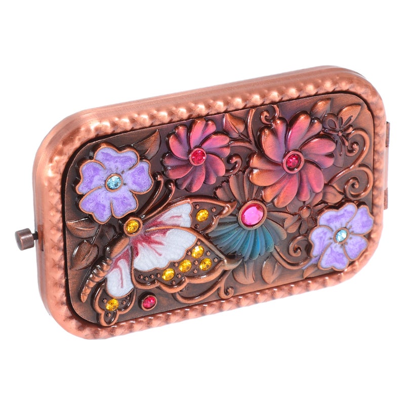 1PC Vintage Women Makeup Mirrors Double Side Pocket Mirror Portable Foldable Mirror for Outdoor Travel Shopping ( ) - Image 1