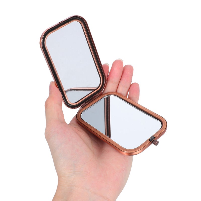 1PC Vintage Women Makeup Mirrors Double Side Pocket Mirror Portable Foldable Mirror for Outdoor Travel Shopping ( ) - Image 2