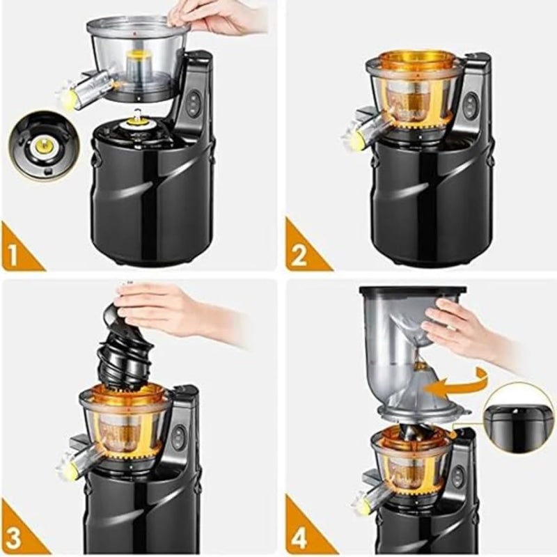 ZAMZIN Juicer Cold Press Masticating Juicer/Stainless Steel Juicer Extractor for Whole Fruits & Vegetablel, Easy Clean, Quiet Operation, Wide Feed Tube for Smoothies, Juices & Nut Milks - Image 4