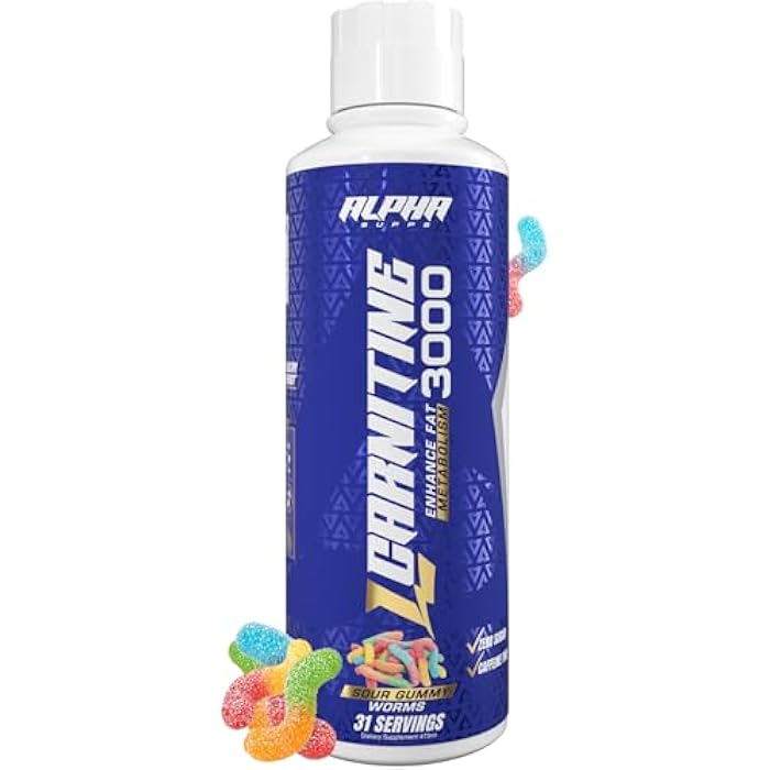Alpha Supps L Carnitine Liquid 3000 | Stimulant-Free L-Carnitine Supplement for Men & Women | Pre-Workout Energy Boost & Muscle Recovery | Zero Sugar, Fat, & Carbs | 31 Servings (Sour Gummy Worms) - Image 1