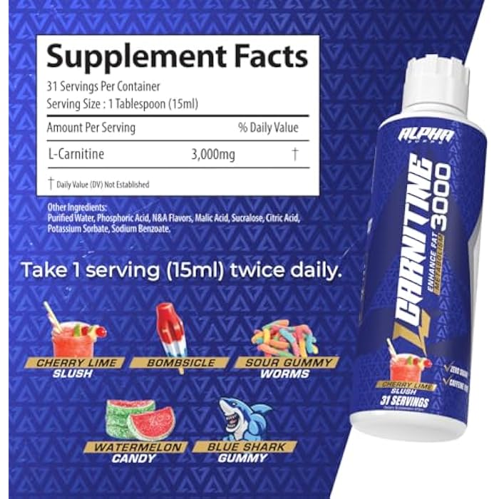 Alpha Supps L Carnitine Liquid 3000 | Stimulant-Free L-Carnitine Supplement for Men & Women | Pre-Workout Energy Boost & Muscle Recovery | Zero Sugar, Fat, & Carbs | 31 Servings (Sour Gummy Worms) - Image 3
