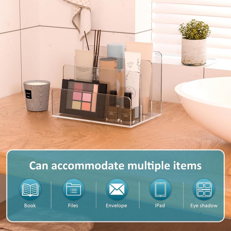 ARS Acrylic File Holder 3 Compartment - Clear Desk Organizer for Files and Magazines - Image 4