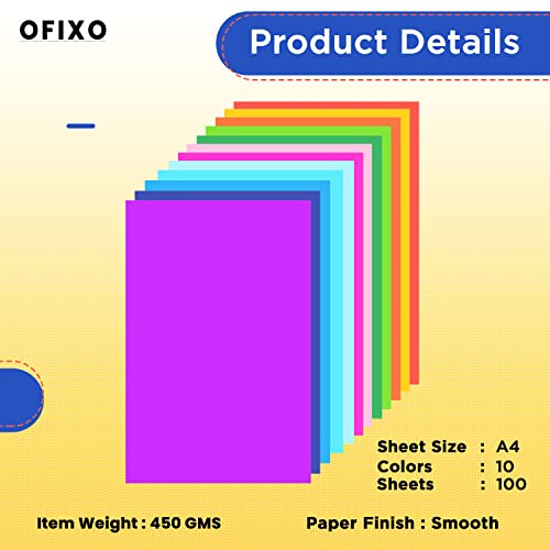 OFIXO 100 Pieces A4 Color Paper Handmade Origami Embossed Multi Color Paper (10 Colors) - Image 2