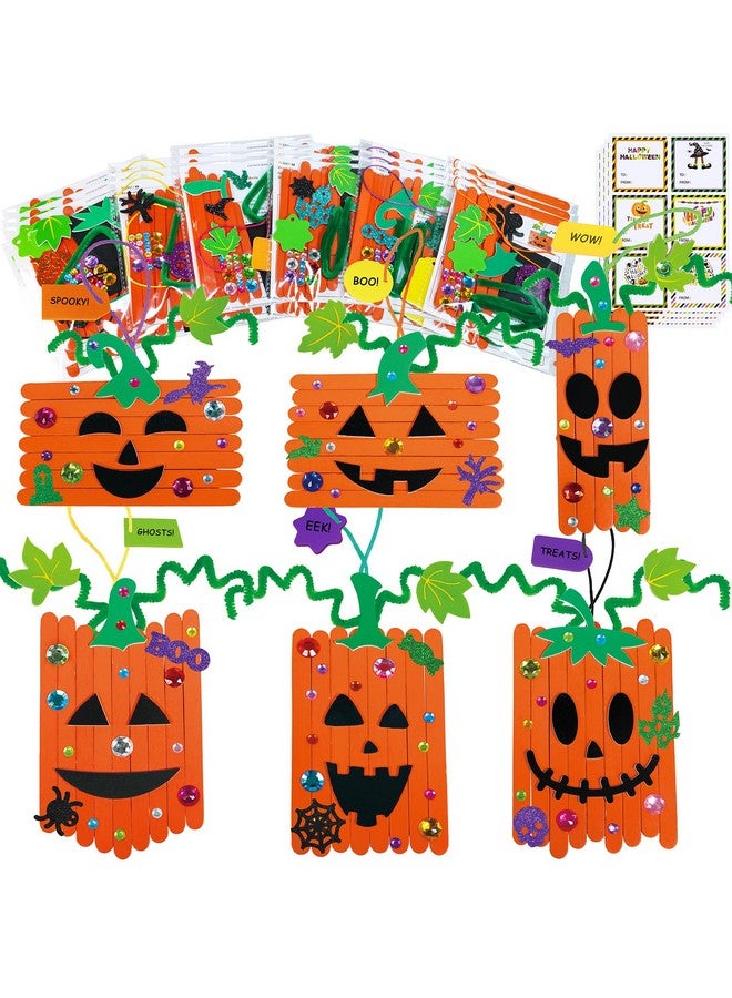 Winlyn 24 Sets Fall Crafts Kits Halloween Crafts Individual Fall Kids Crafts DIY Pumpkin Fall Decorations Craft Sticks Pumpkin Foam Stickers Arts and Crafts for Kids Classroom Activities Party Favors - Image 1